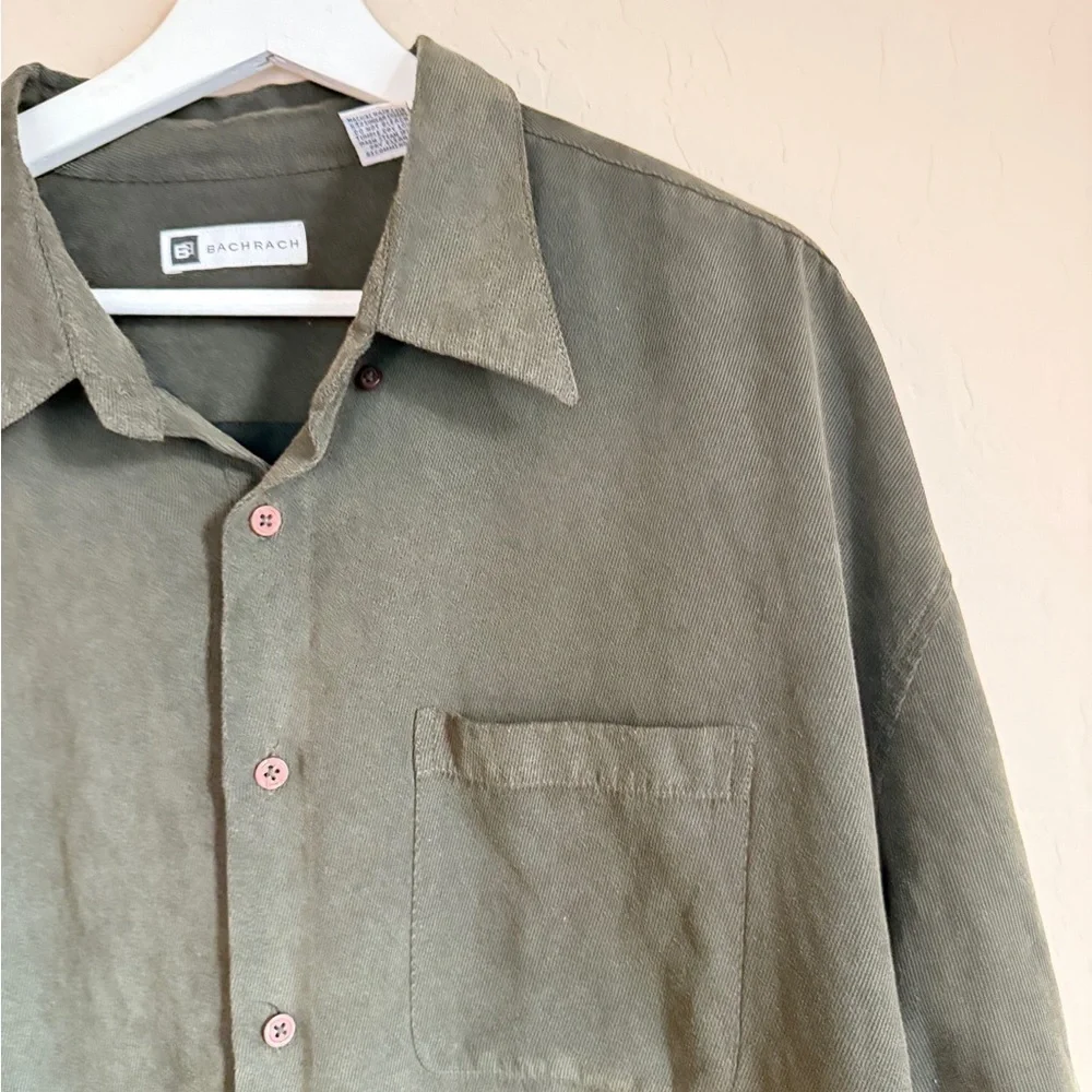 Bachrach Men’s Dark Green Button Down Long Sleeve Shirt Jacket Soft Thick XXL
